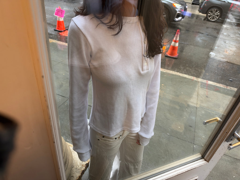 White Asymmetrical Henley