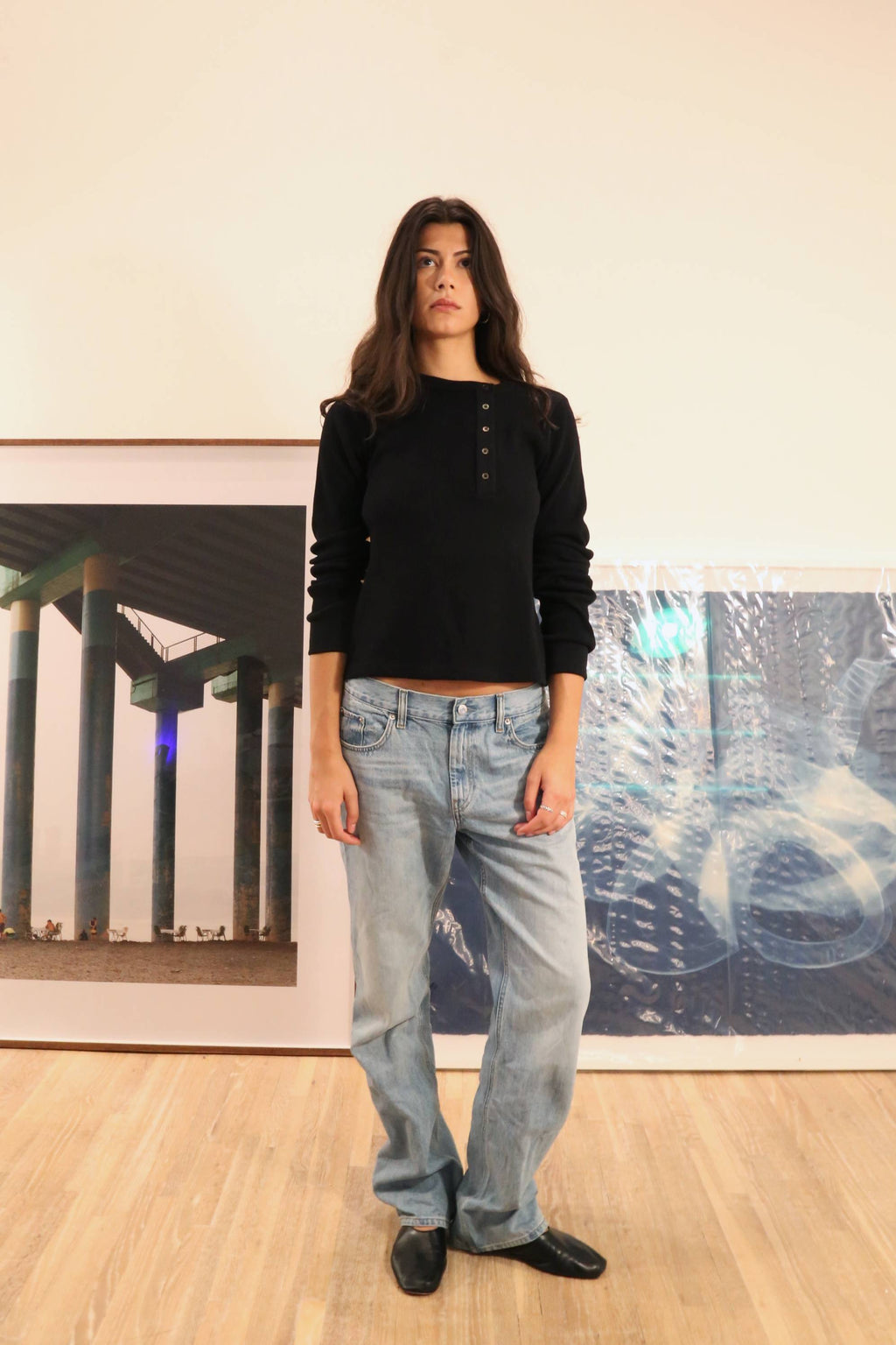 Black Asymmetrical Henley