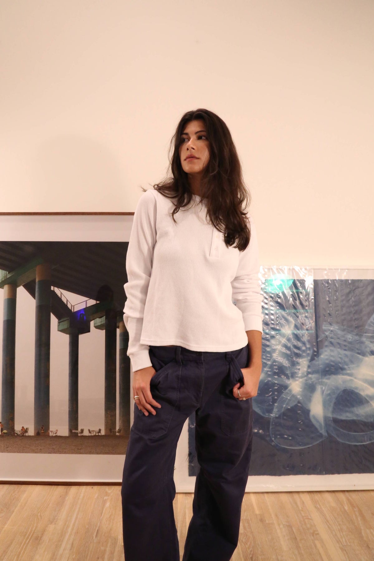 White Asymmetrical Henley