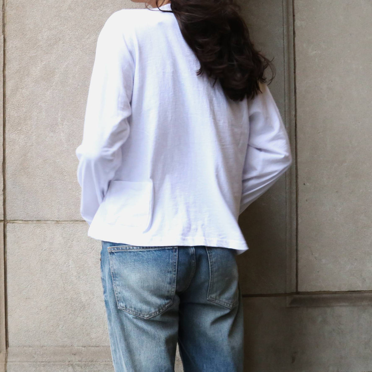 White Pocket Long Sleeve